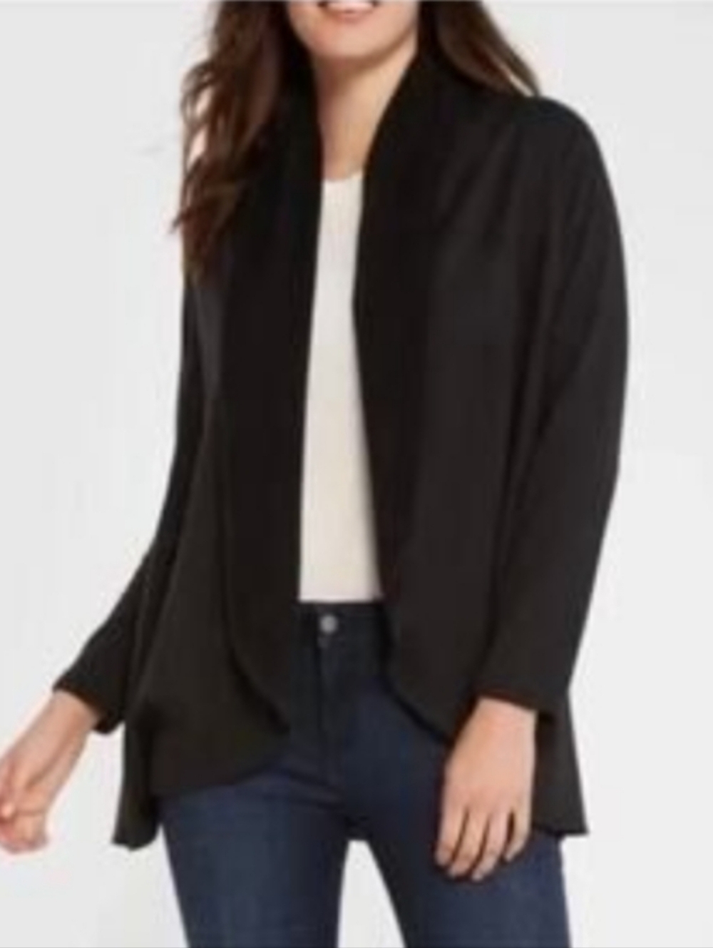 Ann Taylor Cashmere Open-Front Black Cardigan Size S
